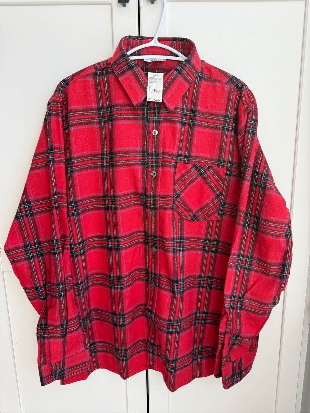 Vintage NOS Made in Canada Red Tartan Plaid Flannel Shirt L Lumberjack Cabincore